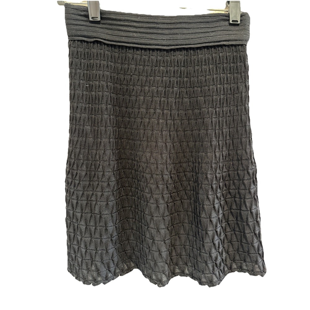 M MISSONI BLACK TEXTURED KNIT ELASTIC WAIST A-LINE SKIRT SIZE 40/4
